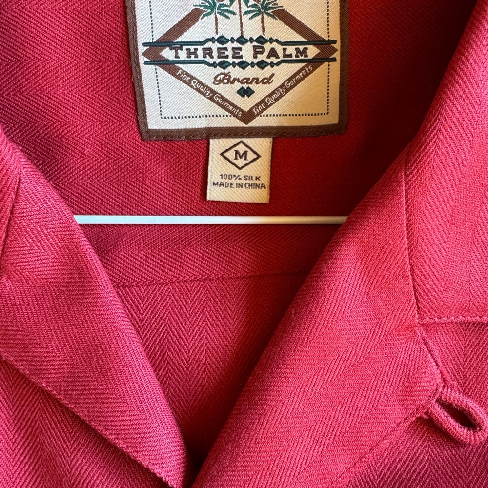 Red Silk Hawaiian shirt sleeve shirt